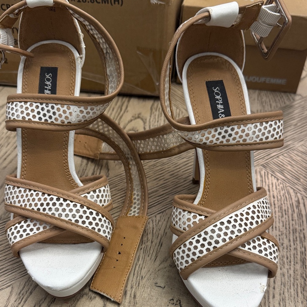 Sophia & Lee White and Tan Heels